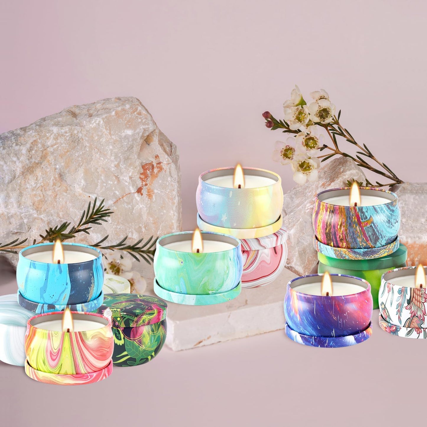 Onebird Set of 36 Scented Candle Gift Set, Natural Pure Soy Wax Aromatherapy Candles with Essential Oils for Home and Women