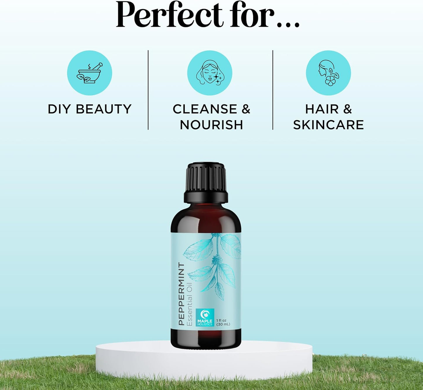 Peppermint Essential Oil for Diffuser Aromatherapy - 100% Pure Peppermint Oil for Hair Skin and Nails Plus Undiluted Refreshing Aromatherapy Essential Oil for Diffusers Baths and Topical Uses 1oz