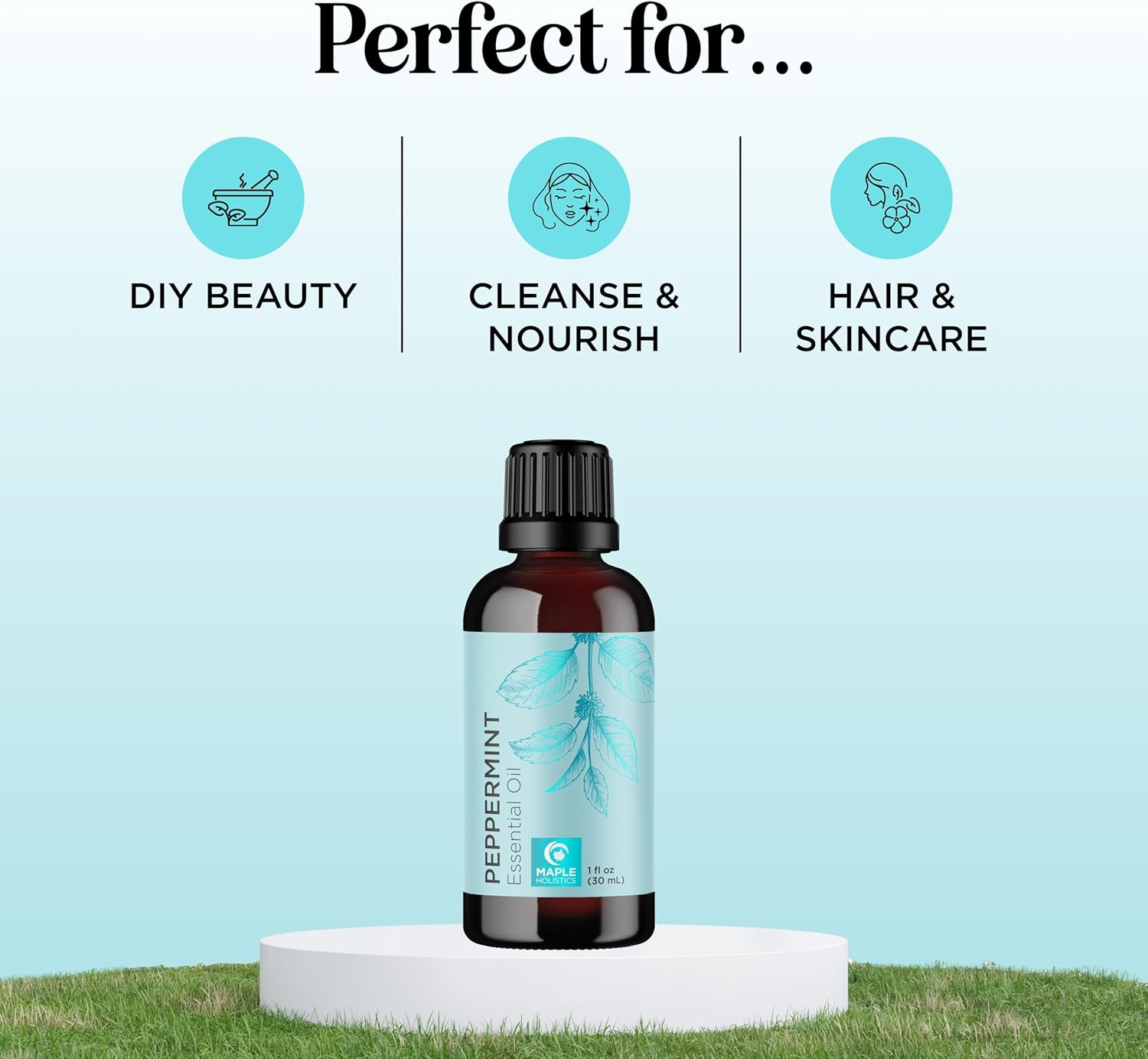 Peppermint Essential Oil for Diffuser Aromatherapy - 100% Pure Peppermint Oil for Hair Skin and Nails Plus Undiluted Refreshing Aromatherapy Essential Oil for Diffusers Baths and Topical Uses 1oz