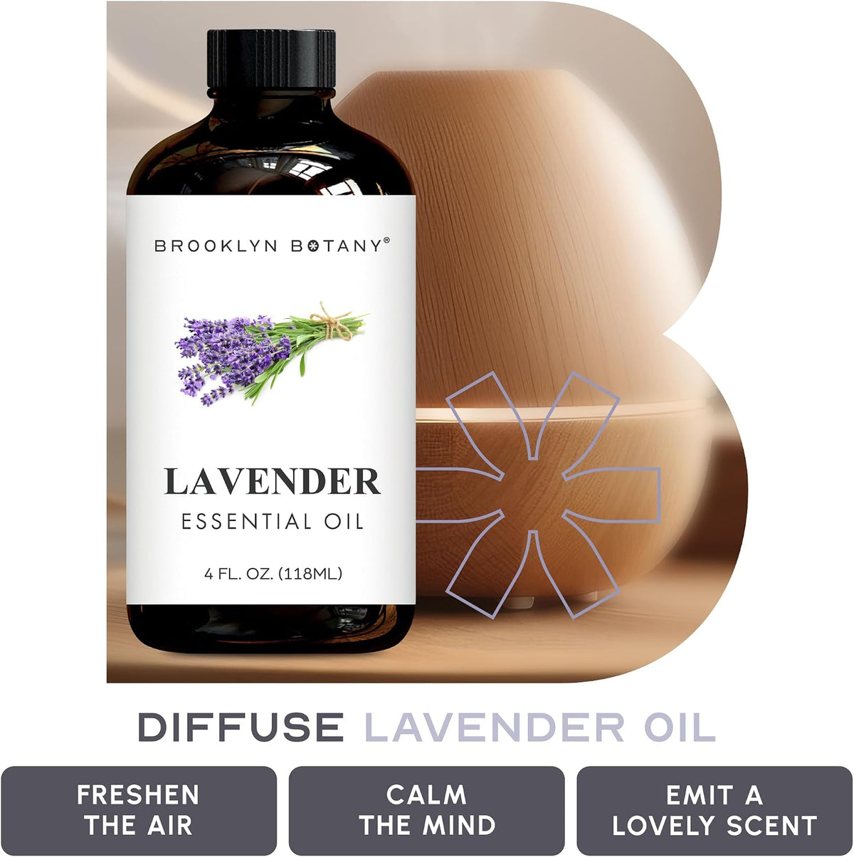 Brooklyn Botany Lavender Essential Oil - Huge 4 Fl Oz