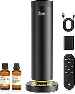 Waterless Diffuser,1500 Sq Ft,Ring Ambient Light,USB Plug-in & Rechargeable,Aluminum,Remote Control&Touch Buttons,Adjustable Fragrance&Timer,Hotel Collection Scent Machine - Satin Black