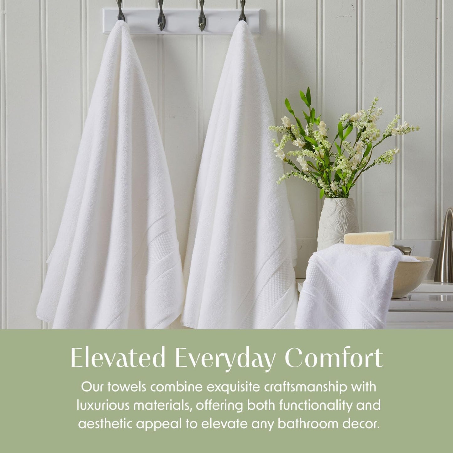 Springtree Home Luxury 100% Cotton Bath Towels Set | 100% Zero Twist Cotton | Premium Bath Towels | Ultra Soft Thick Plush & Highly Absorbent | Luxury Hotel & Spa Bathroom Towels | 6 Piece Set - White