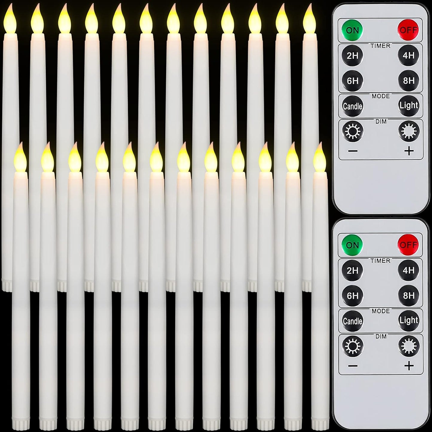 Tuanse 24 Pack Flameless Taper Candles with Remote & Timer, 11" Flickering 3D LED Battery Operated Window Candlesticks, Dimmable for Wedding Table Centerpieces Home Valentine’s Decor(Ivory)