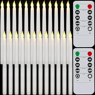 Tuanse 24 Pack Flameless Taper Candles with Remote & Timer, 11" Flickering 3D LED Battery Operated Window Candlesticks, Dimmable for Wedding Table Centerpieces Home Valentine’s Decor(Ivory)