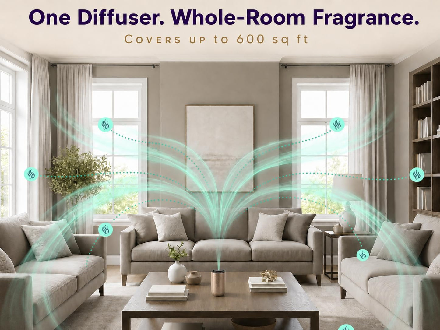 Waterless Essential Oil Diffuser - Cordless Rechargeable Aromatherapy Scent Machine for Home Bedroom Car Office Travel - 3 Mist Levels, 4 Timer Modes, 24-Hour Battery