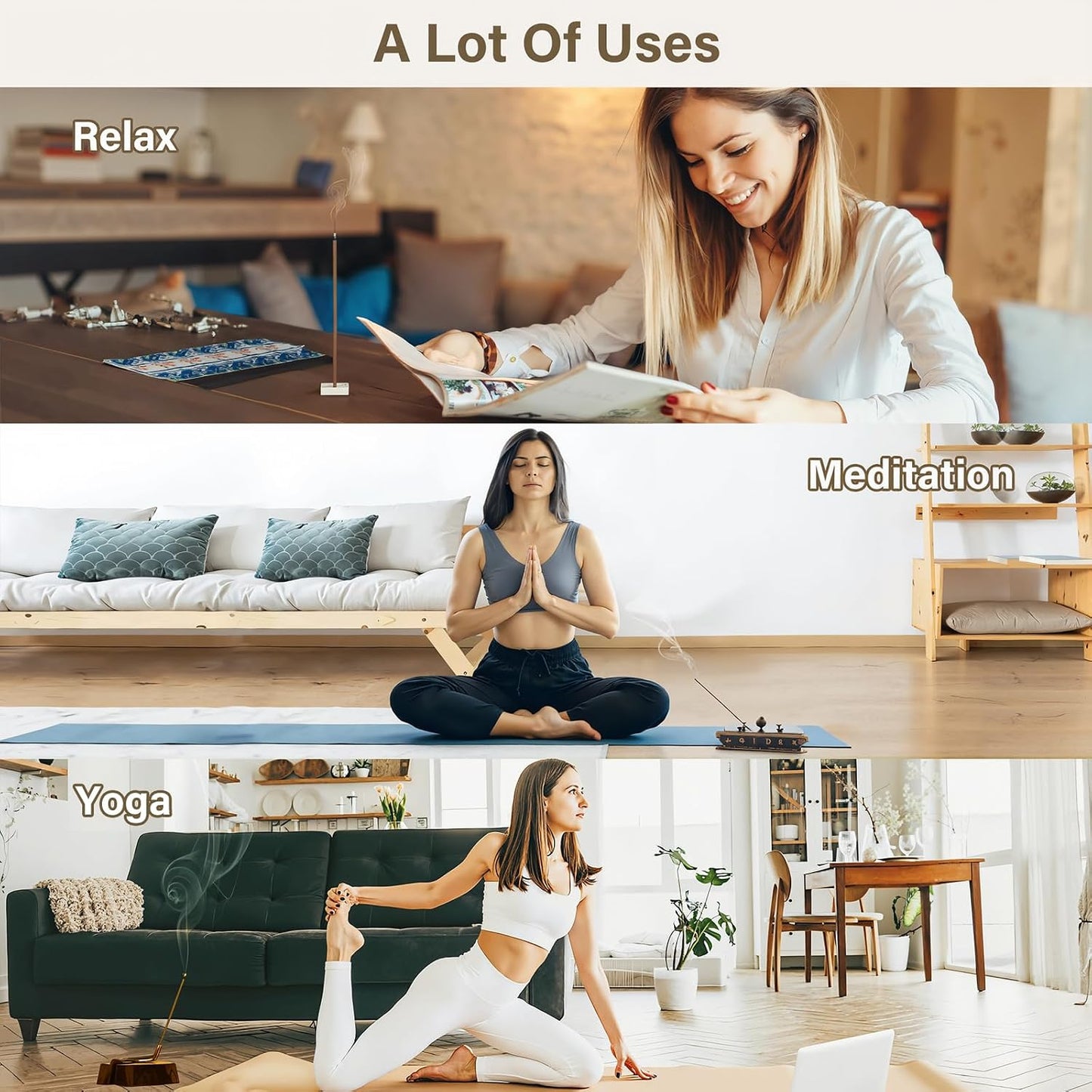 Incense Sticks 60 Pack, Natural Fragrance, Ideal Choice for Yoga, Meditation and Relaxation, Air Purifying Aromatherapy and Long-Lasting Burn