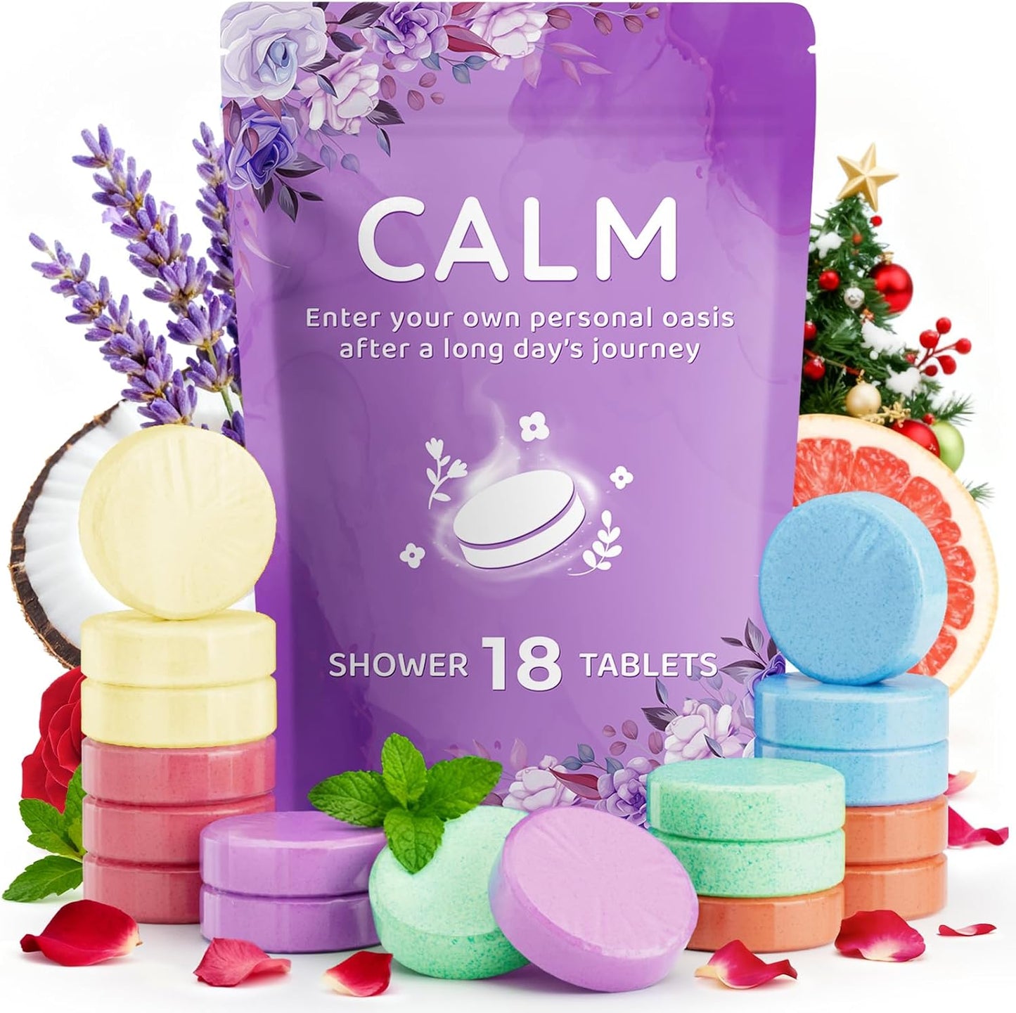 DeckTheHalls 18 Pack Shower Steamers - Mother's Day Presents - Shower Bombs with Lavender Mint Rose Coco Sea Grapefruit Natural Fragrance, Self Care & Relaxation Presents for Women and Men