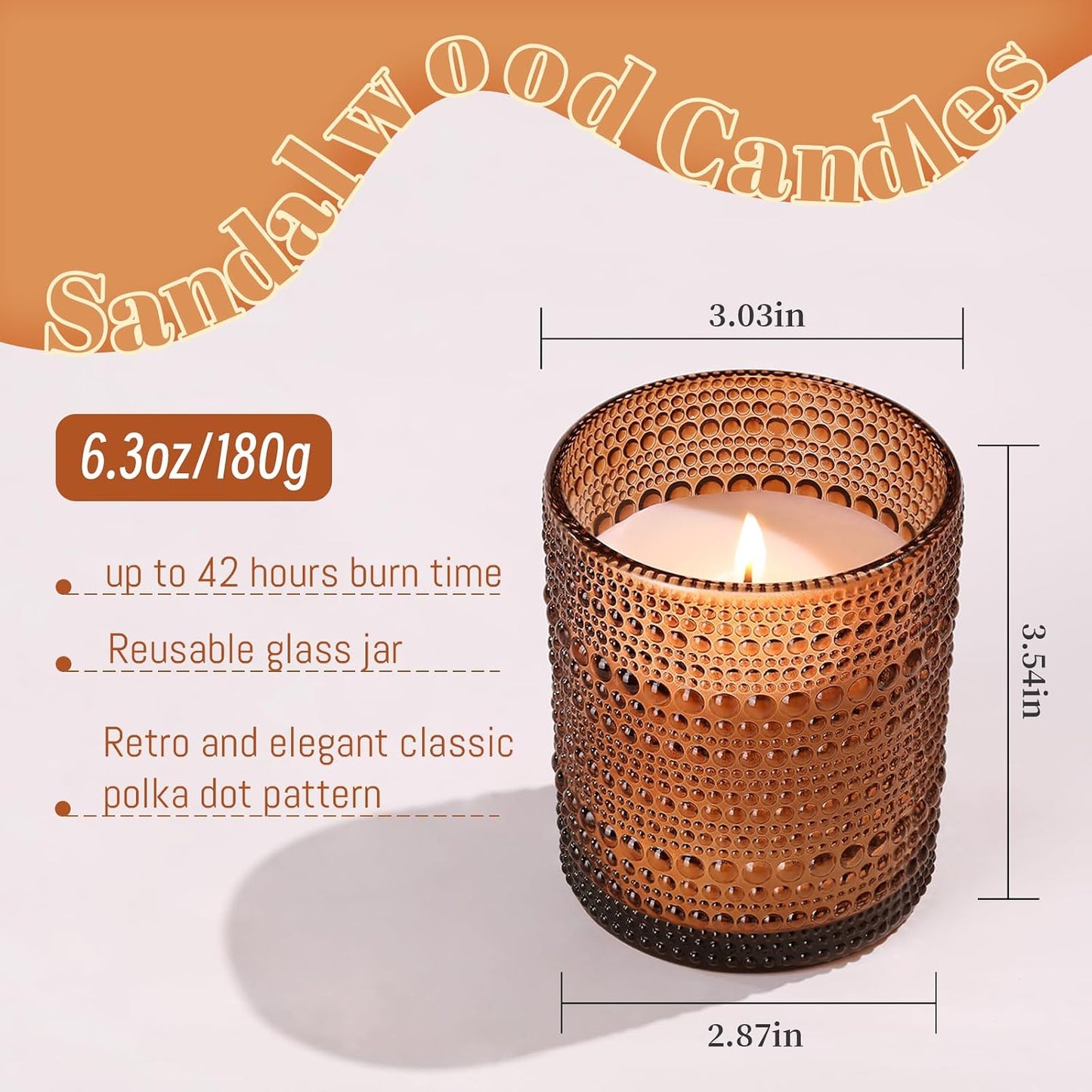 DARJEN Sandalwood Candles for Home- 6.3oz 42H Natural Soy Wax Aromatherapy Jar Candle with Strong Scent, Decorative Aesthetic Candles for Home Office, Evening Wind-Down, Luxury Gift for Man Cave