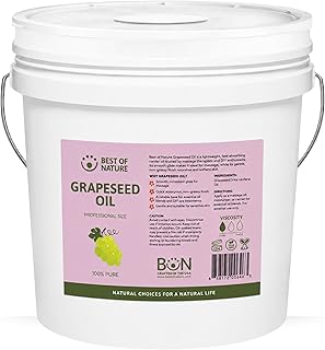 Best of Nature 100% Pure Grapeseed Oil - Unscented, Lightweight, Non-Greasy Moisturizer for Hair, Skin, Face & Aromatherapy, Carrier Oil for Essential Oils, 5 Gallon Pail (640 fl oz)