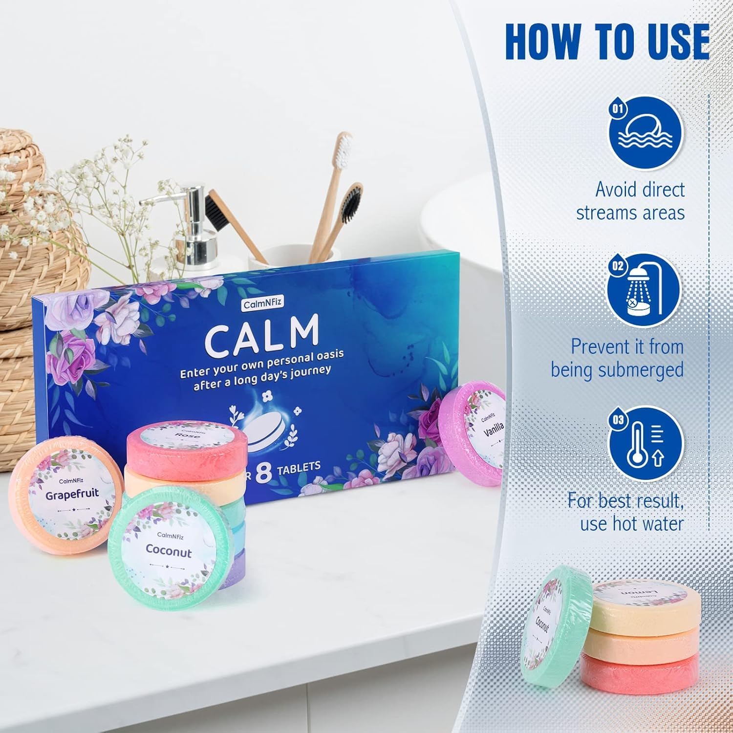 CalmNFiz Shower Steamers Aromatherapy 16 Pack – Gifts for Women, Shower Bombs with Essential Oils, Self Care Relaxation, Easter Basket Stuffers, Birthday Gifts for Mom Wife