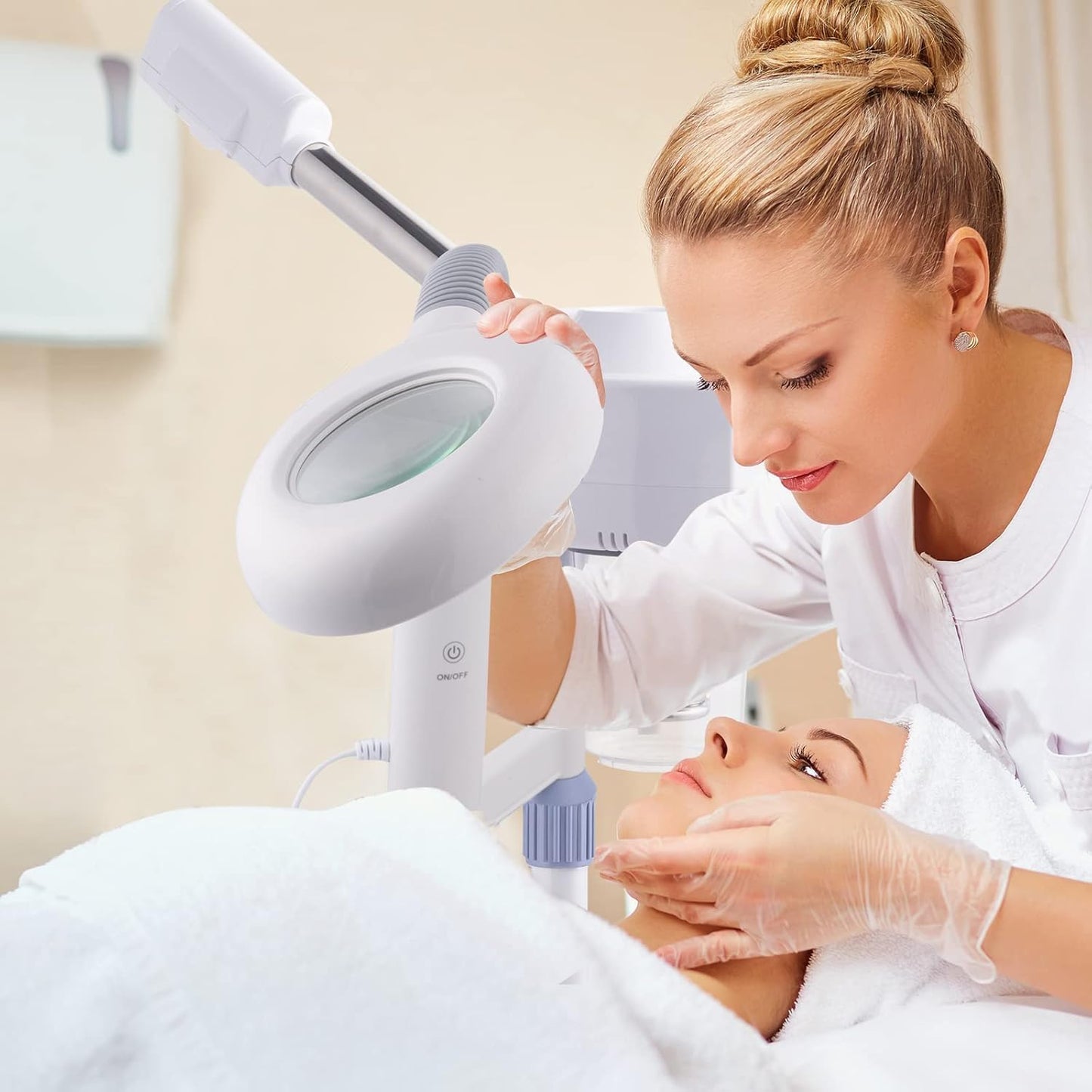 OmySalon 2 in 1 Facial Steamer with 5X Magnifying Lamp & Touch Screen, Esthetician Steamer Professional Face Spa Mist Steam for Home Beauty Salon, Personal Skin Care Deep Cleaning