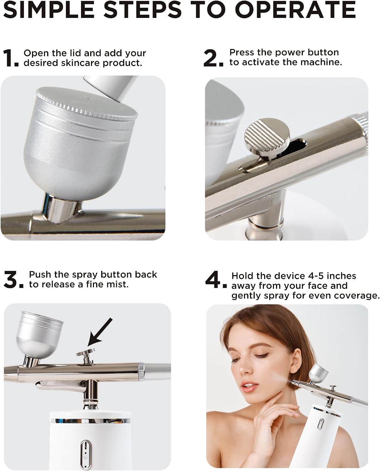 Facial Oxygen Spray Machine - Rechargeable Handheld High Pressure Facial Micro-Nano Mist Injector Sprayer - Portable Cordless Spray Gun Compressor Nano Facial Steamer