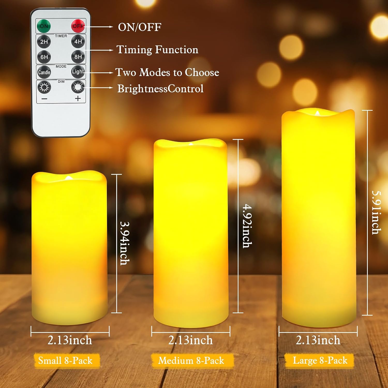 24pcs Flameless Candles with Remote Timer,Waterproof Outdoor LED Candles with Battery Operated(D 2.2” x H 4”/5”/6”),Warm Flickering Glow for Cozy & Romantic Home Décor/Wedding/Halloween/Festiv