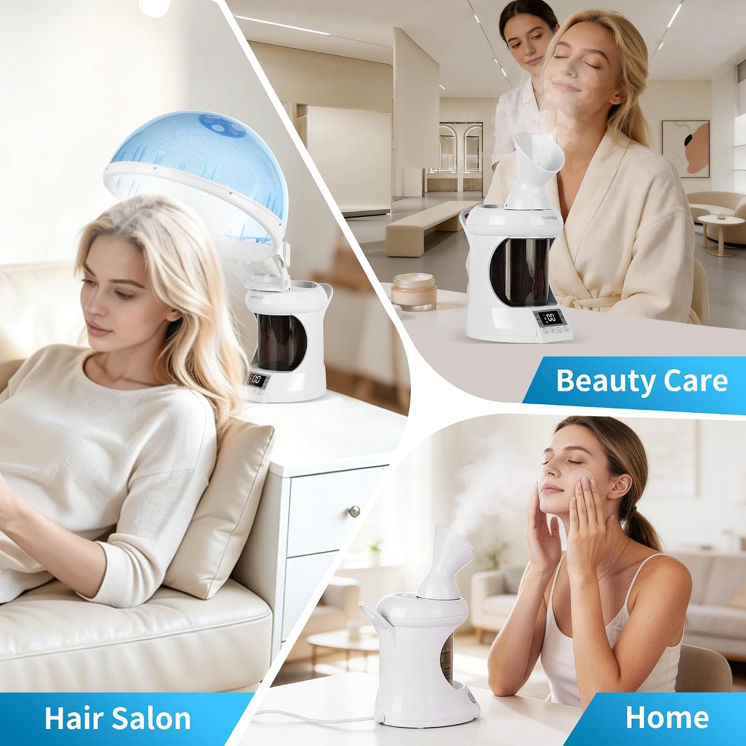 2 in 1 Hair and Face Steamer,Nano Ionic Steam for Deep Hydration & Pore Cleansing,Professional Facial Steamer with Timer for Home and Salon Personal Care