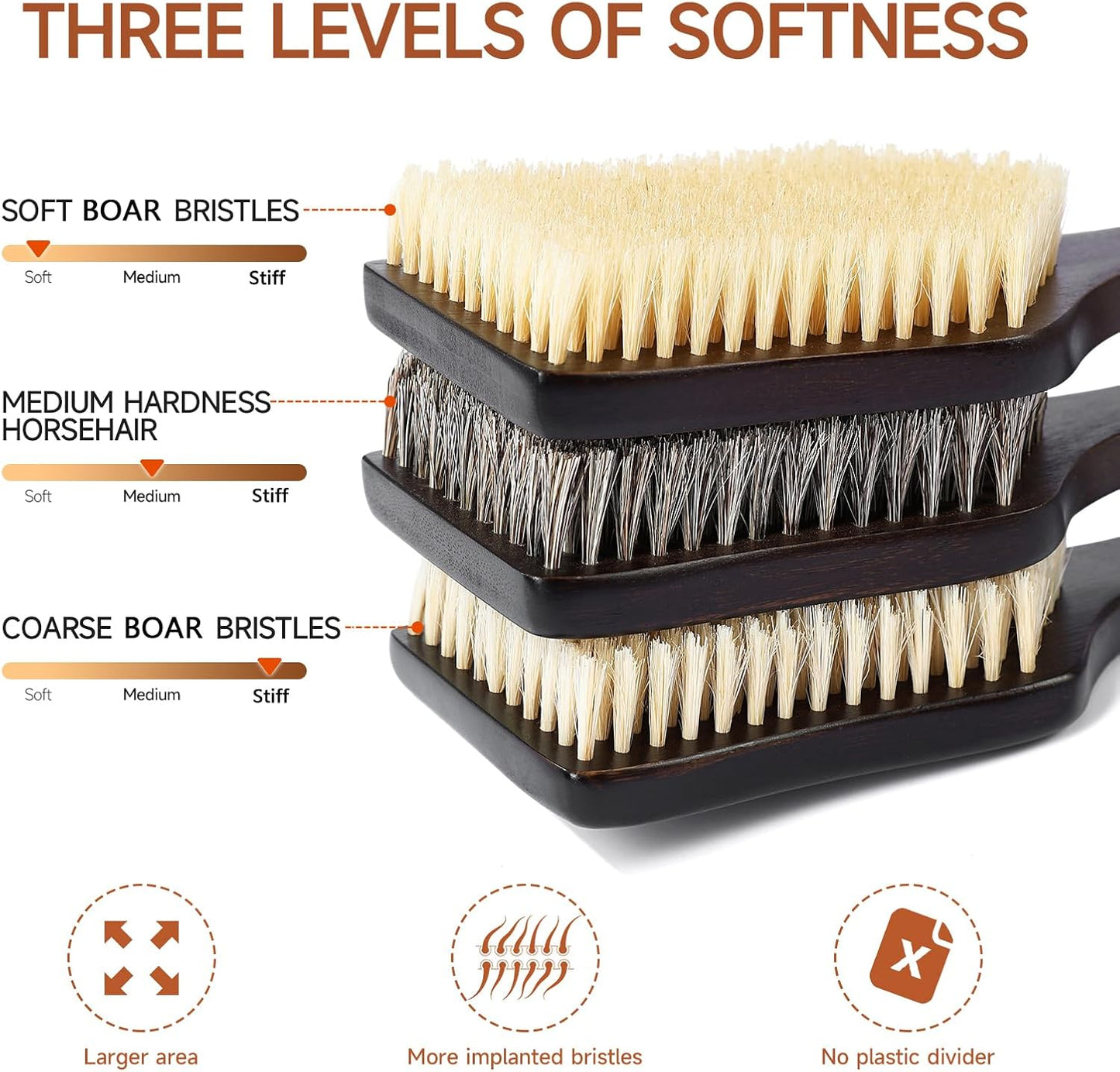 Back Scrubber Shower Brush,Dry Brushing Body Brush with 17.7 Inch Curved Long Handle, Natural Bristles for Lymphatic Drainage, Soft & Stiff Bristles Available (Natural Fiber, Medium)