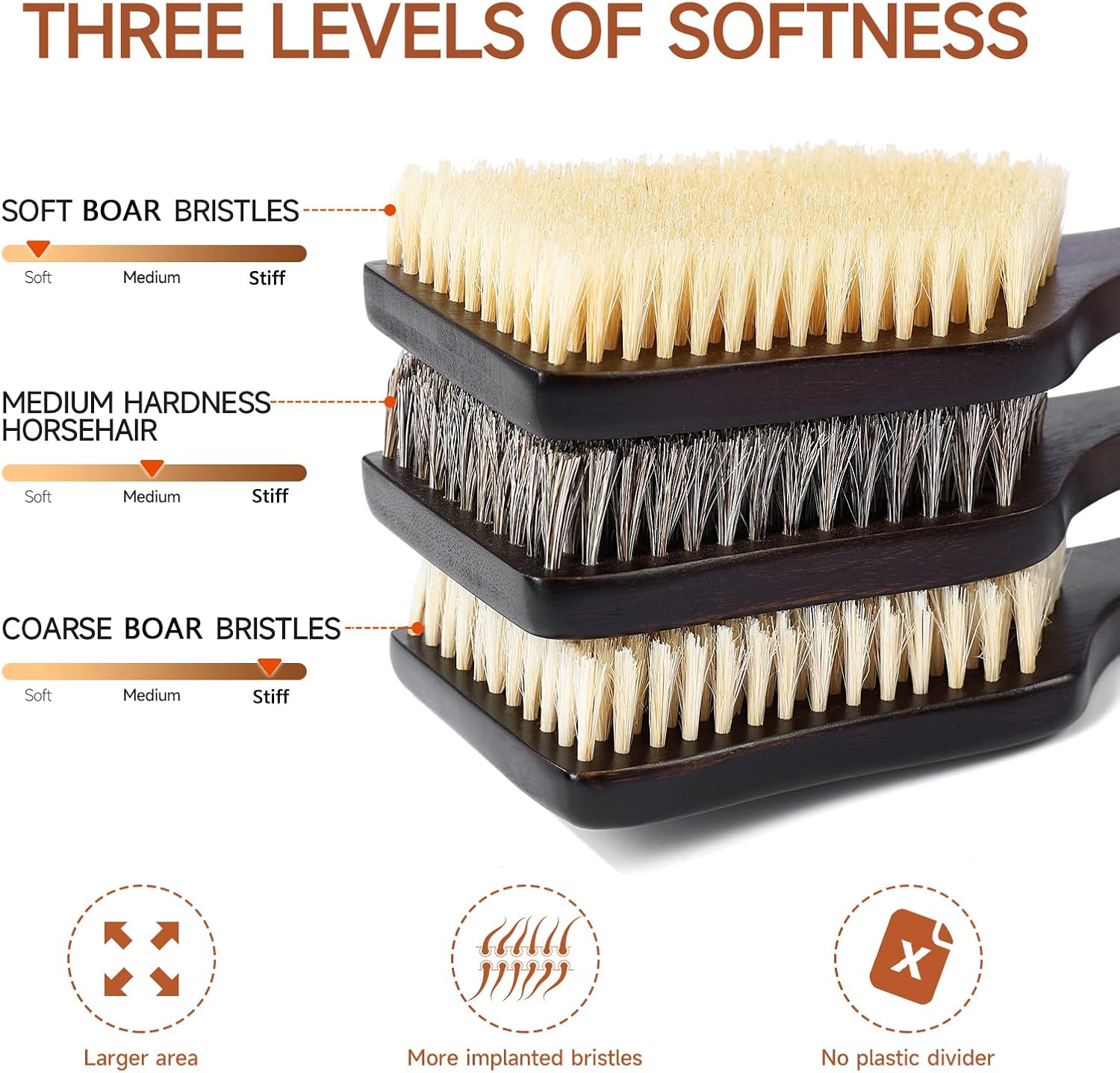 Back Scrubber Shower Brush,Dry Brushing Body Brush with 17.7 Inch Curved Long Handle, Natural Bristles for Lymphatic Drainage, Soft & Stiff Bristles Available (Natural Fiber, Medium)