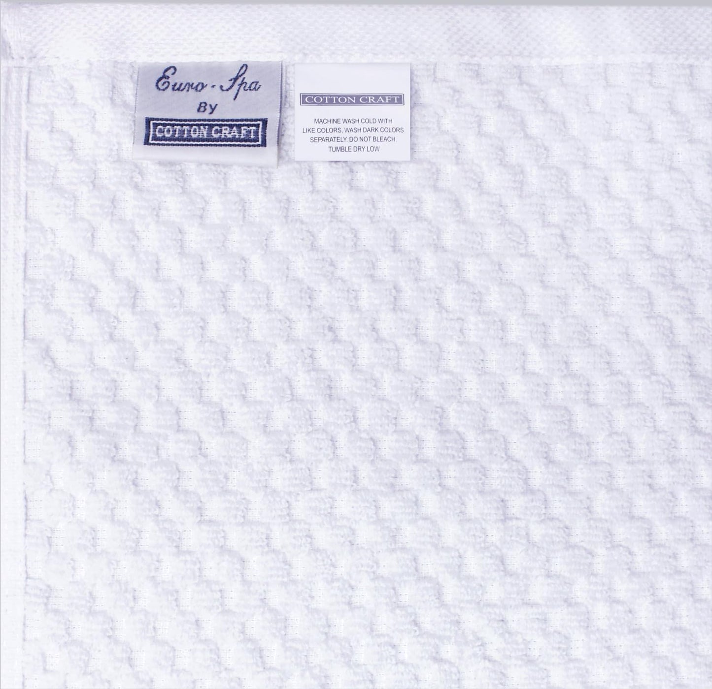 COTTON CRAFT Waffle 6 Piece Towel Set - 100% Cotton - 2 Oversized Luxury Euro Spa Waffle Weave Large Bath Towels, 2 Hand Towels, 2 Washcloths - Absorbent Quick Dry Hotel Bathroom Shower Pool - White