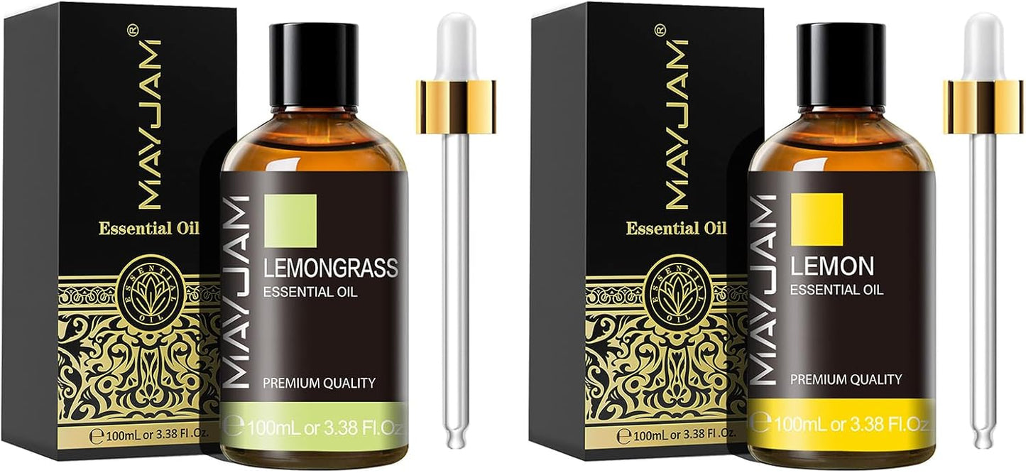 MAYJAM 100ML/3.38FL.OZ Lemongrass Essential Oil and Lemon Essential Oil