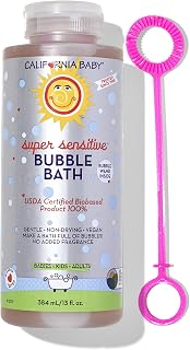 California Baby Super Sensitive Bubble Bath | 100% Plant-Based Kids Bubble Bath | Gentle Unscented Baby Bubble Bath | Free Bubble Wand | 384 mL / 13oz