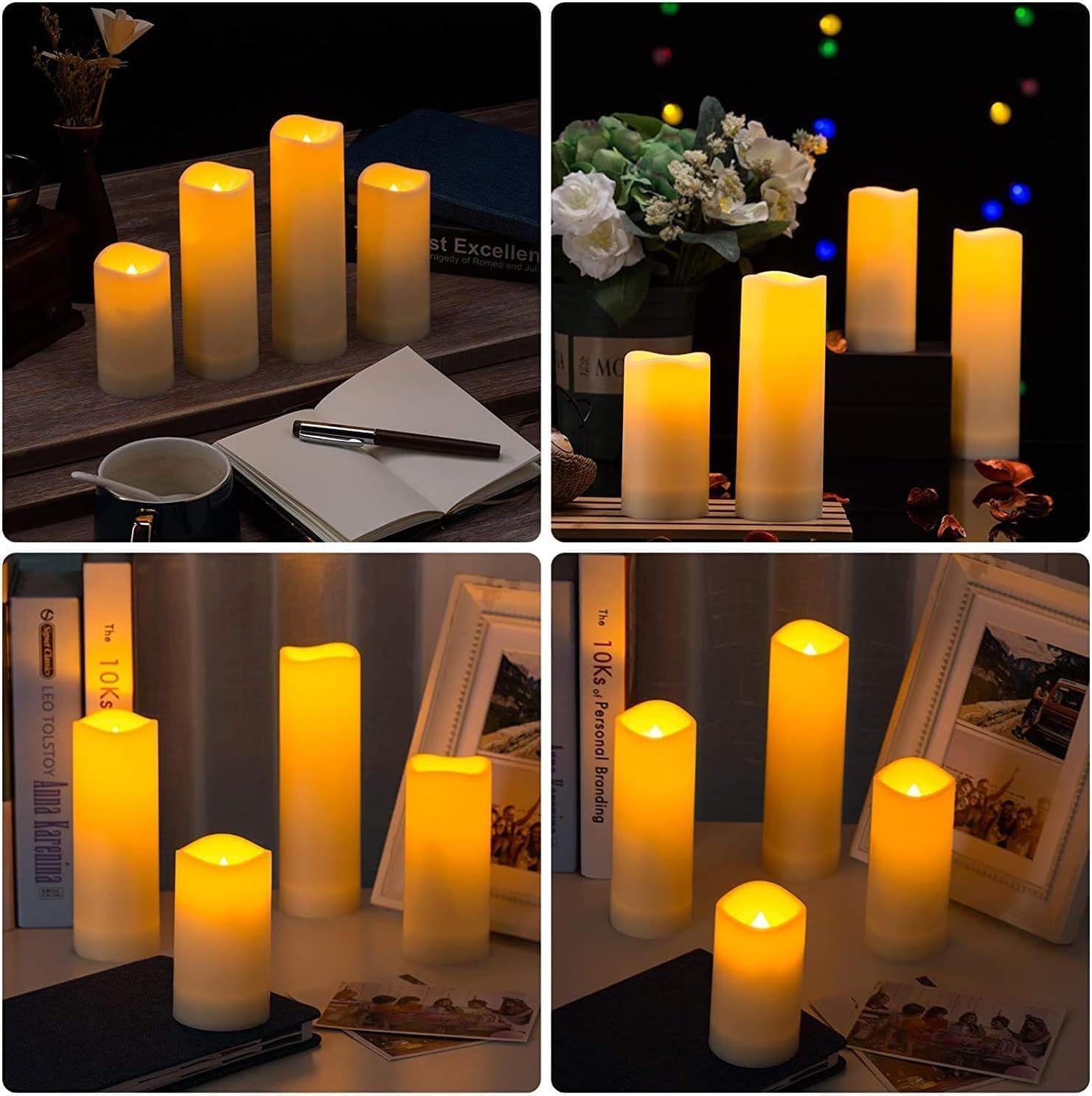 Flameless Candles with Remote Control Waterproof Outdoors & Indoors, Battery Candles with Remote Timer, Decorative Remote Led Candles. (D 2.2''X H 4'' 5'' 6'' 7'') -12-Pack.