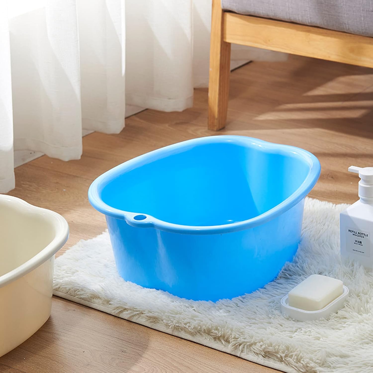 AXLOFO® Foot Soaking Tub Large Size Foot Basin, Feet Soaking Tub with Massage Acupoint, Pedicure Feet Soak Basin Plastic Bucket for Women and Men (White)