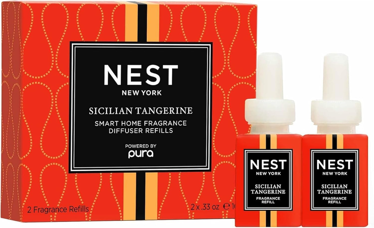 NEST New York Smart Home Fragrance Diffuser Refill Smart Vials, Sicilian Tangerine - Set of 2 - Designed for NEST x Pura 3 and NEST x Pura 4 Diffusers - Cruelty Free, Vegan