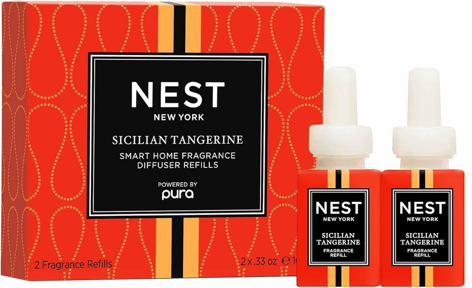 NEST New York Smart Home Fragrance Diffuser Refill Smart Vials, Sicilian Tangerine - Set of 2 - Designed for NEST x Pura 3 and NEST x Pura 4 Diffusers - Cruelty Free, Vegan