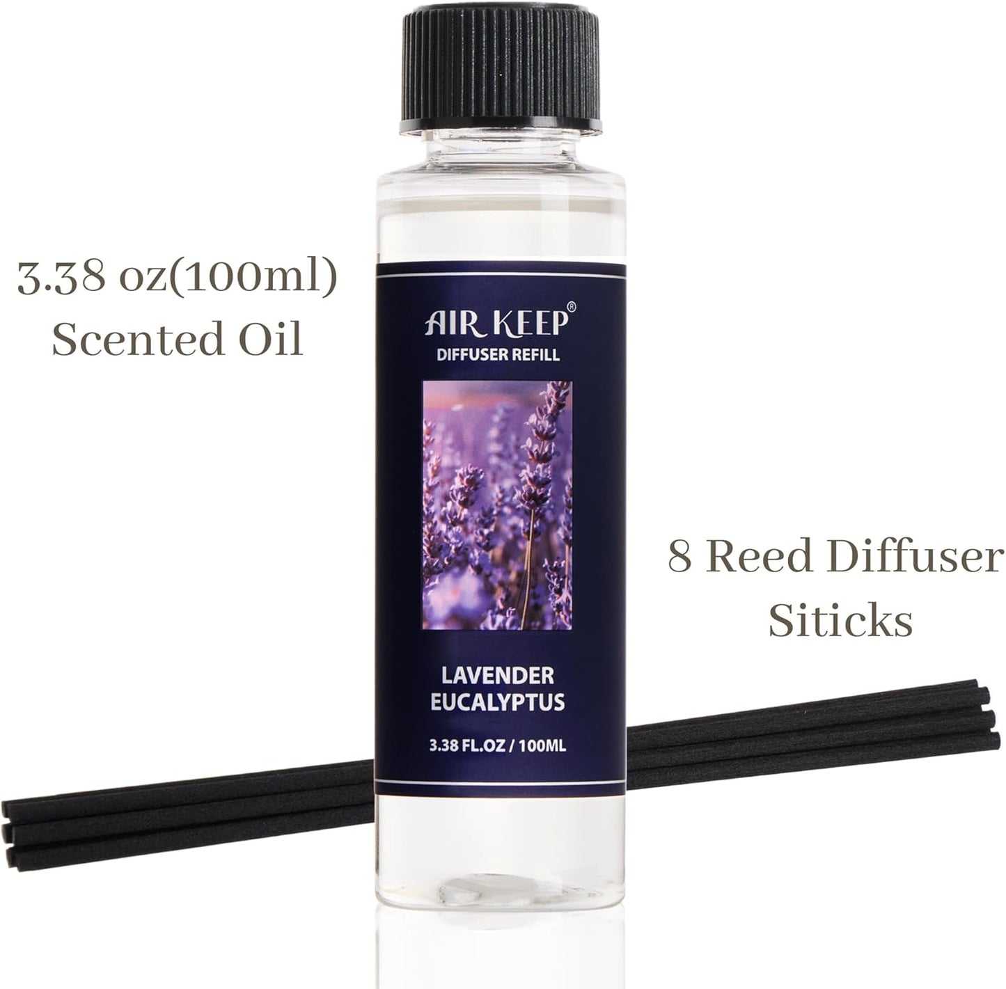 Airkeep Reed Diffuser Oil Refill/Lavender Field/3.38 oz / 1 Pack/Air Freshener & Aromatherapy Essential Oil Blend for Home Fragrance – Scented Refill Oil for Bathroom, Bedroom & Home Decor