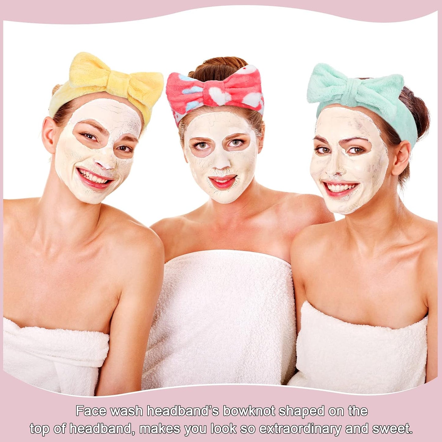 WILLBOND 24 Pieces Spa Headband Bulk Skincare Headbands Face Wash Makeup Hairband Bow Facial Washing Face Head Wraps Adjustable Soft Flannel Towel for Women Shower (Stylish)