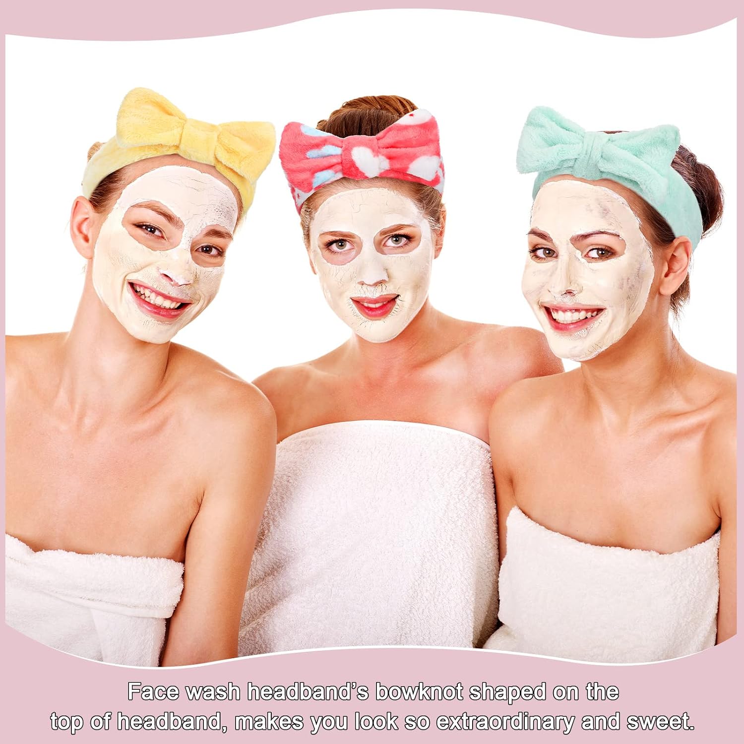 WILLBOND 24 Pieces Spa Headband Bulk Skincare Headbands Face Wash Makeup Hairband Bow Facial Washing Face Head Wraps Adjustable Soft Flannel Towel for Women Shower (Stylish)