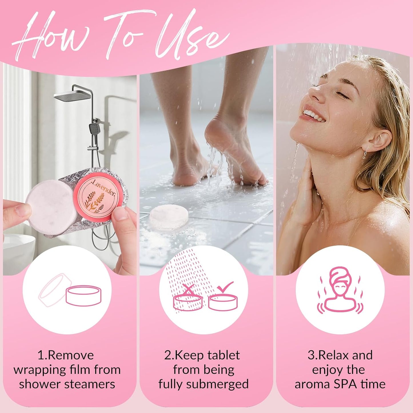 Shower Steamers Aromatherapy, Birthday Pink Gift for Women Grandma Mom Wife Sister from Son Daughter, Shower Bombs Natural Essential Oil Self Care Relaxation