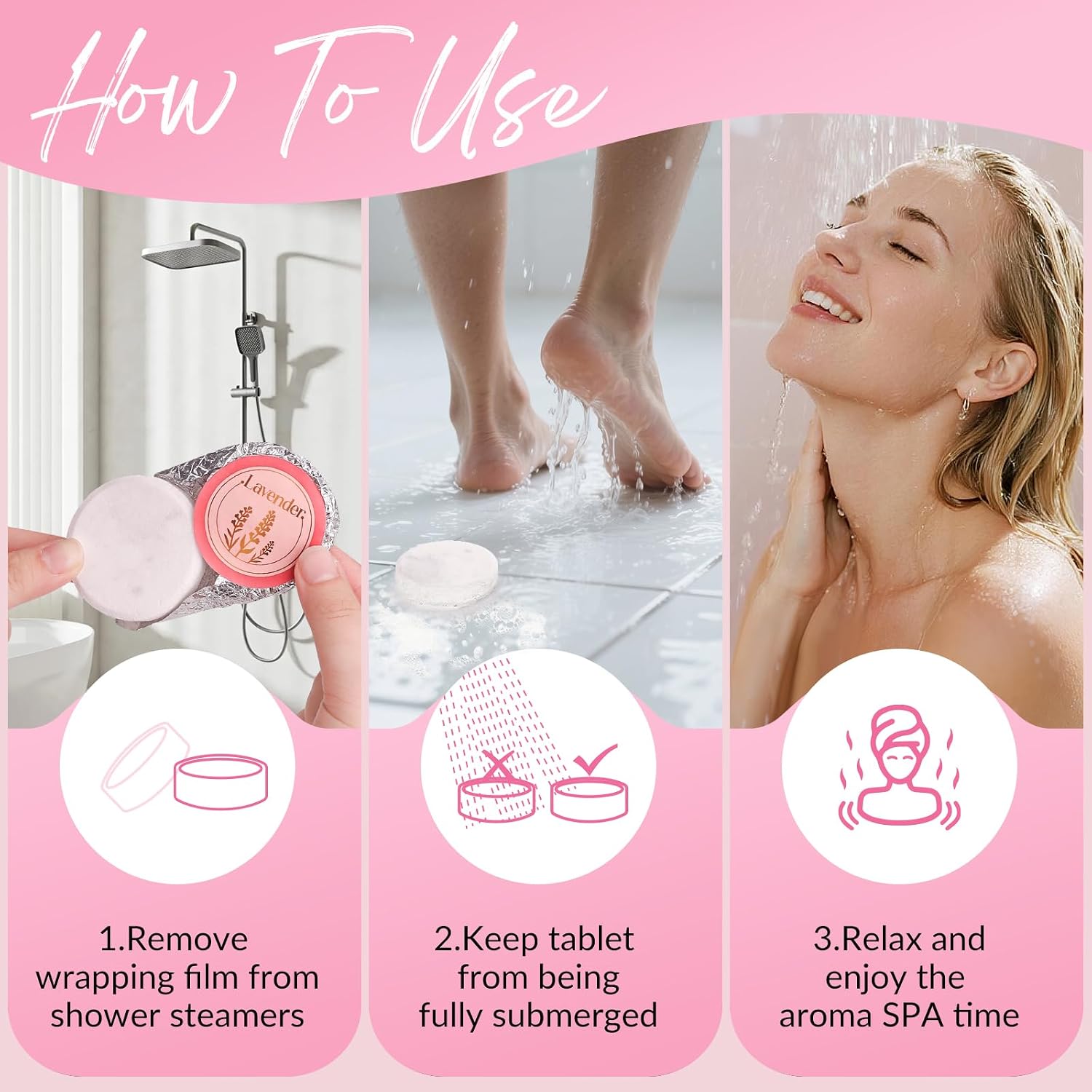 Shower Steamers Aromatherapy, Birthday Pink Gift for Women Grandma Mom Wife Sister from Son Daughter, Shower Bombs Natural Essential Oil Self Care Relaxation