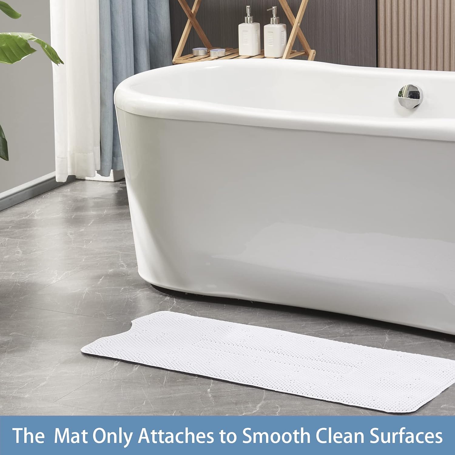 Webos Soft Bathtub Mat Non Slip: Memory Foam Shower Mat with Suction Cups for Bathroom Inside Tub 40X16Inch (White)