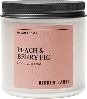 Hidden Label Peach Berry Fig Soy Candle, 12oz 2-Wick, 70H Fruity Warmth | Non-Toxic Natural Wax, Paraben & Phthalate-Free, Clean Burn | Elegant Home Decor & Gift-Ready | Stress Relief & Mood Uplift