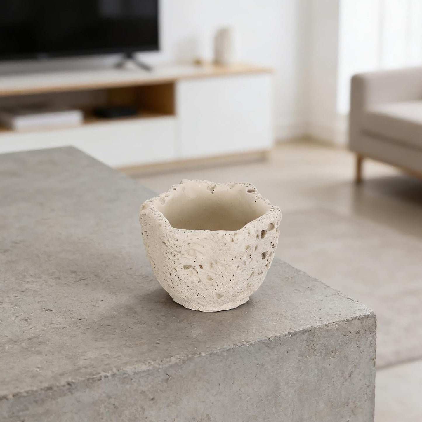 Concrete Match Holder - Cute Matchstick Boxes Modern Decorative Toothpick Organizer for Home,Fireplace, Table, Candles, Match Jar for Kitchen Beige