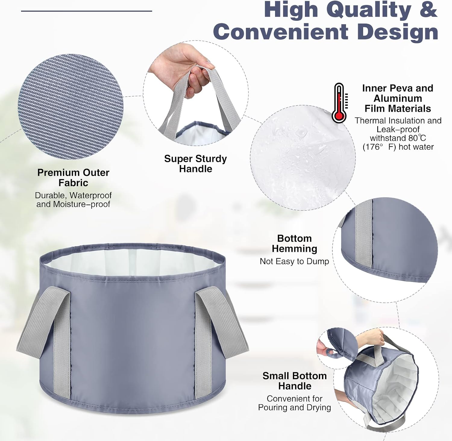 3 Pieces Collapsible Portable Foot Soak Tub Soaking Foot Basin Multifunctional Foldable Bucket Washing Camping Pedicure Bowl Outdoor Water Container for Fishing Hiking Spa Travel, 3 Colors, 14 L