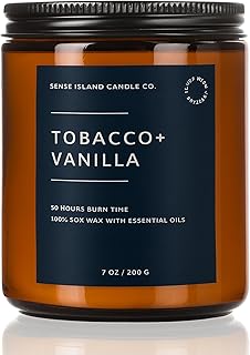 Tobacco Vanilla Scented Candles for Home Scented 50 Hrs Long Lasting 100% Soy Candle Gift for Men & Women