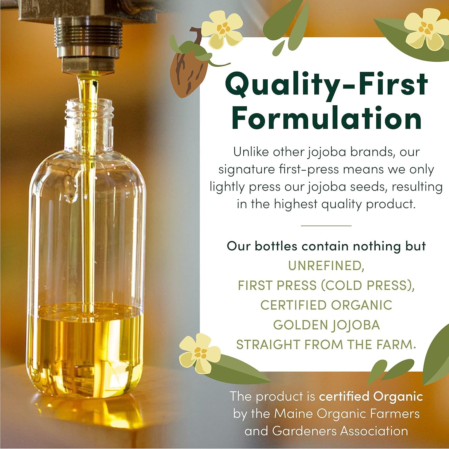 HobaCare Organic Jojoba Baby Oil with Pump – 100% Pure Natural Unrefined Unscented Cold Pressed Jojoba Oil for Baby Hair, Infant Skin, Body Care (4.22 oz)