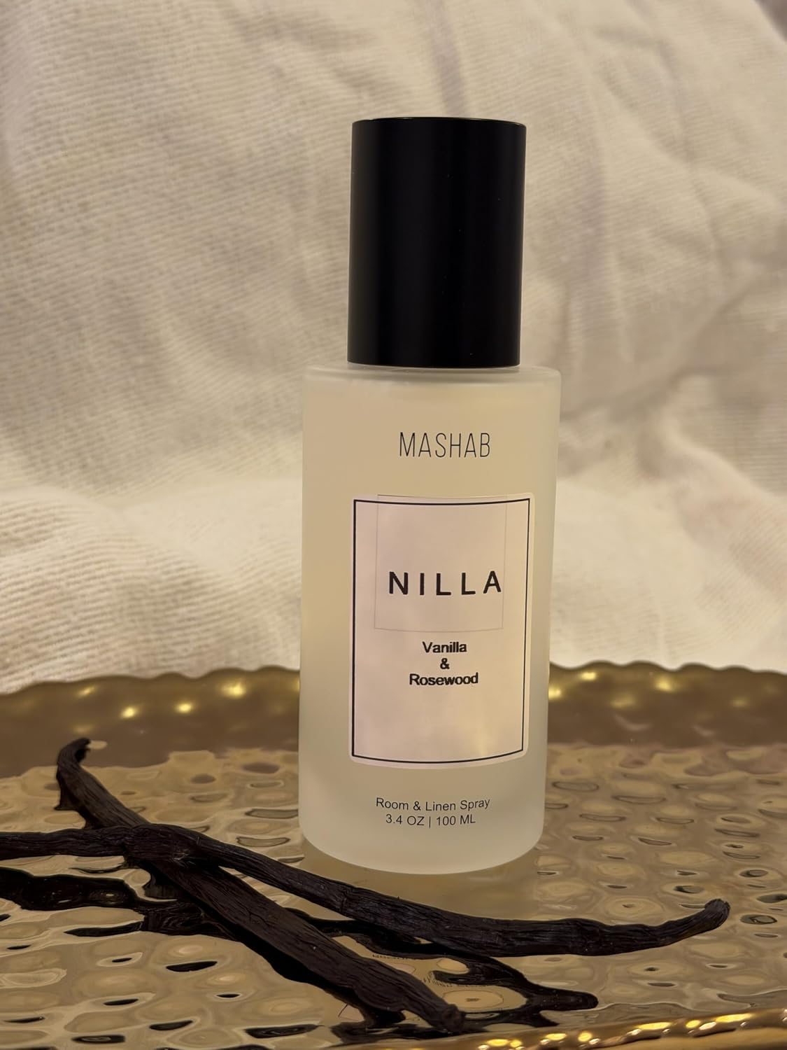 NILLA by MASHAB - All-Natural Vanilla & Rosewood Luxury Nonalcohol Linen & Room Spray | Aromatic Mist | Premium Glass Bottle (100 mL) Gift for Birthday Anniversary Mothers Day