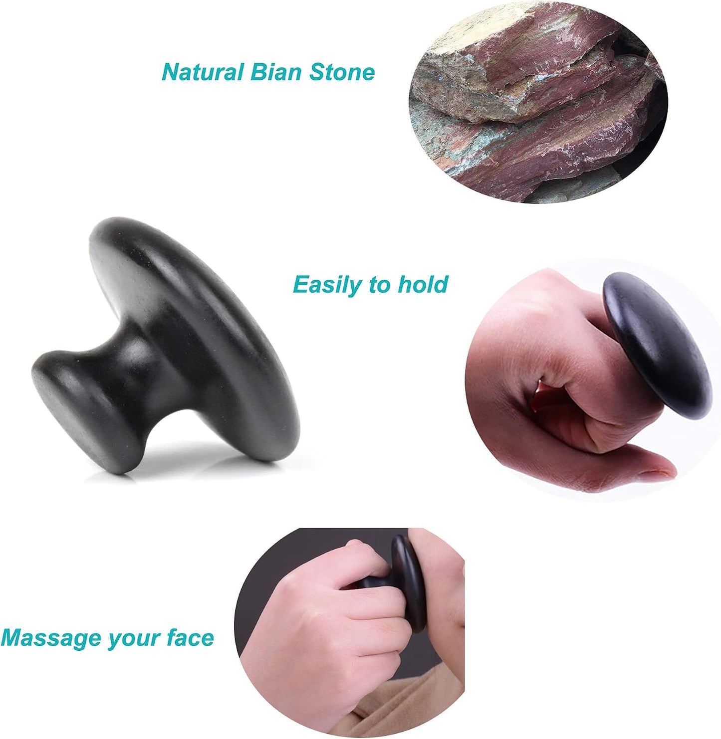 2 Pcs Mushroom Shaped Massage Stones Natural Bian Stone Hot Rock for Spa Massage