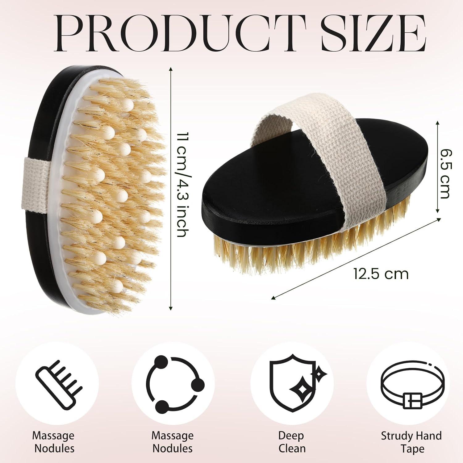 Gejoy 10 Pcs Dry Brushing Body Brush for Lymphatic Drainage Exfoliating Brush with Massage Nodule Dry Skin Body Scrubber Cellulite Shower Circulation Dead Exfoliator (4.92 x 2.56 Inches,Black)