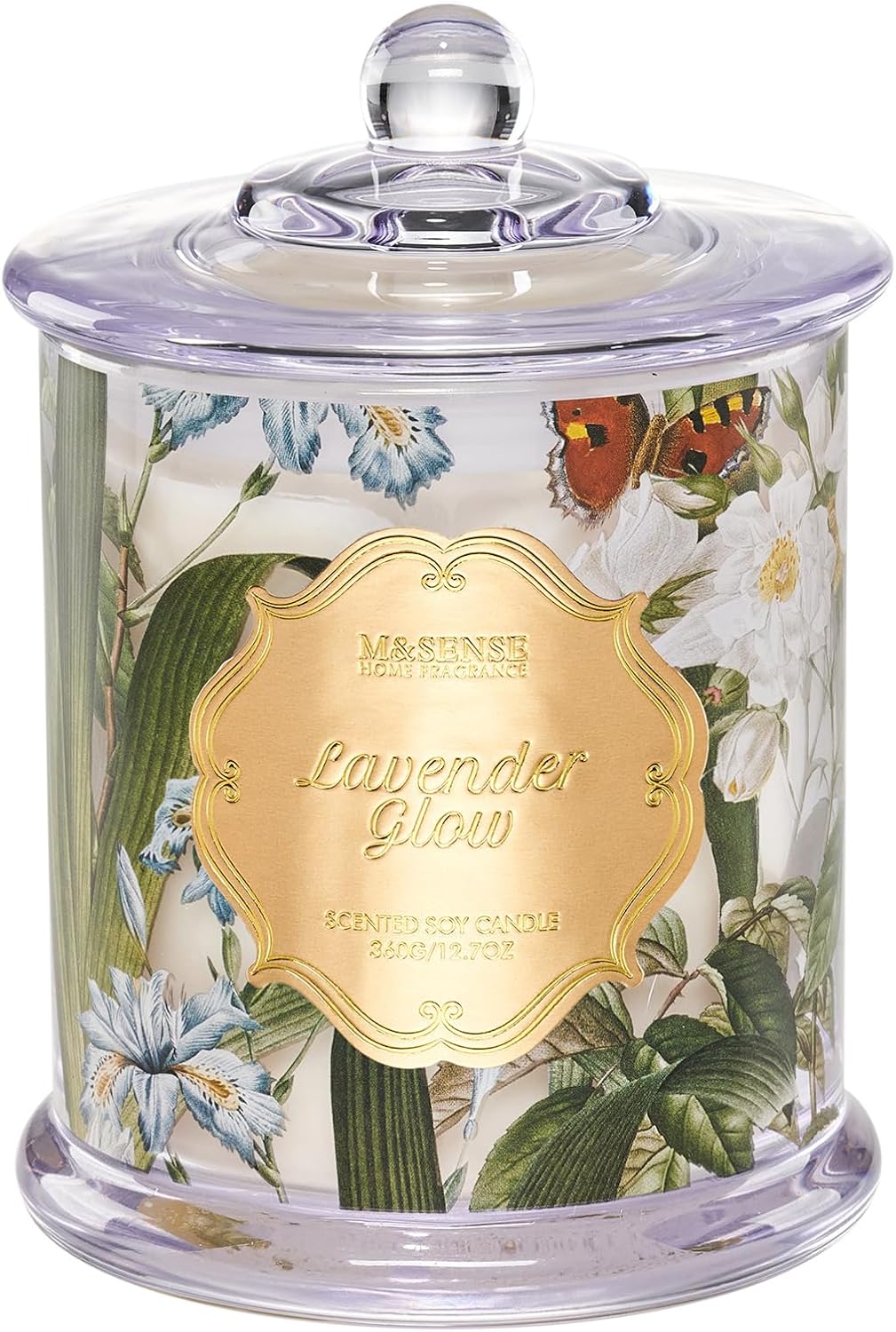 M&SENSE Lavender Candles 12.7oz Relaxing Stress Relief 2 Wick | Natural Soy Wax, Relaxing Aromatherapy Scent, Non-Toxic, Sleep Meditaion, 75 Hours Long Burning