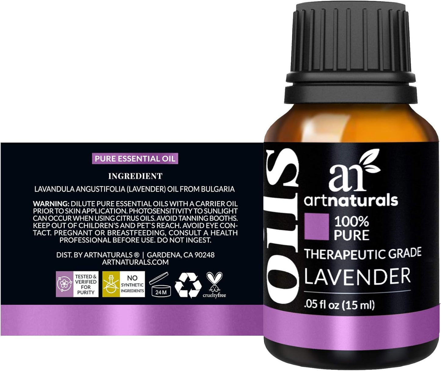 artnaturals 100% Pure Lavender Essential Oil - (.5 Fl Oz / 15ml) - Premium Undiluted Therapeutic Grade Natural from Bulgaria - Aromatherapy for Diffuser