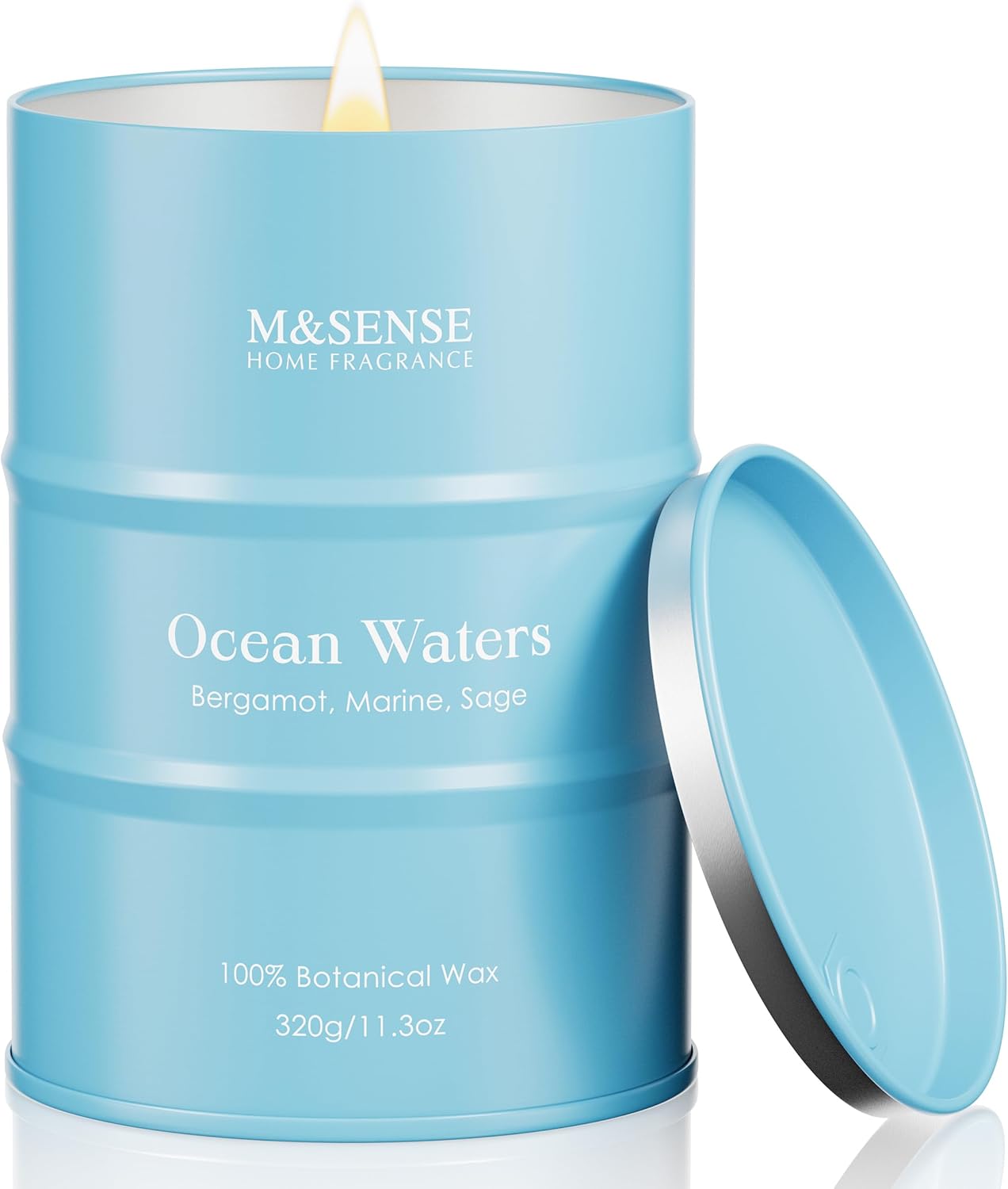 M&SENSE Ocean Waters Scented Candles Summer Soy Candle,Beach Candle for Stress Relief Meditation Relaxing, Housewarming Gifts for Women Men, 11.3oz 70 Hour Long Burning