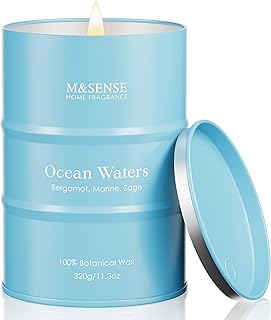 M&SENSE Ocean Waters Scented Candles Summer Soy Candle,Beach Candle for Stress Relief Meditation Relaxing, Housewarming Gifts for Women Men, 11.3oz 70 Hour Long Burning