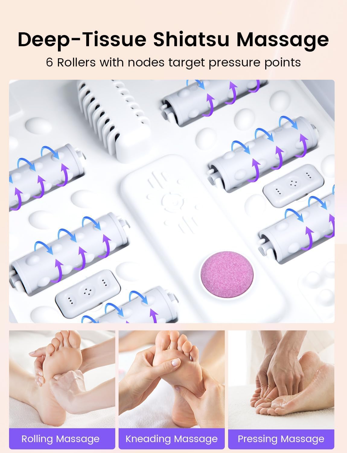 RIKE Collapsible Foot Spa with Fast PTC Heating and Massage, 14 Temp Control Precise Heated Foot Bath, Smart Digital Touch Screen & Ambient Light, Space-Saving Design,2026 Fathers Day Gift for Men