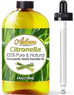 Artizen Citronella Essential Oil (100% Pure & Natural - Undiluted) Therapeutic Grade - Huge 4oz Bottle - Perfect for Aromatherapy, Relaxation, Skin Therapy & More - Citronella Oil - Oil of Citronella