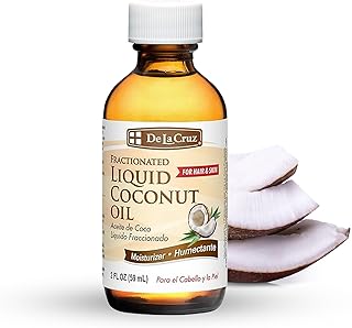De La Cruz Fractionated Liquid Coconut Oil - Liquid Coconut Oil for Skin and Hair - Natural Moisturizer for Skin and Hair - 2 FL OZ
