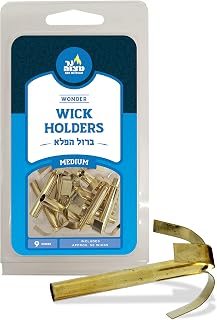 Ner Mitzvah Wonder Wick Holder Set – 9 Medium Holders and 50 Wax Coated Red Cotton Wicks – Sits in Full Oil Cup for Optimal Safety and Burn Time