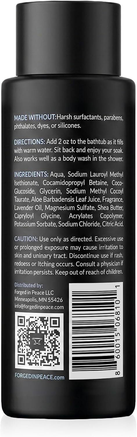Men’s Bubble Bath with Epsom Salt & Aloe - Sandalwood, Amber & Citrus | Muscle Recovery, Skin Care, Stress Relief | 12 Fl Oz | Supports Men's Health